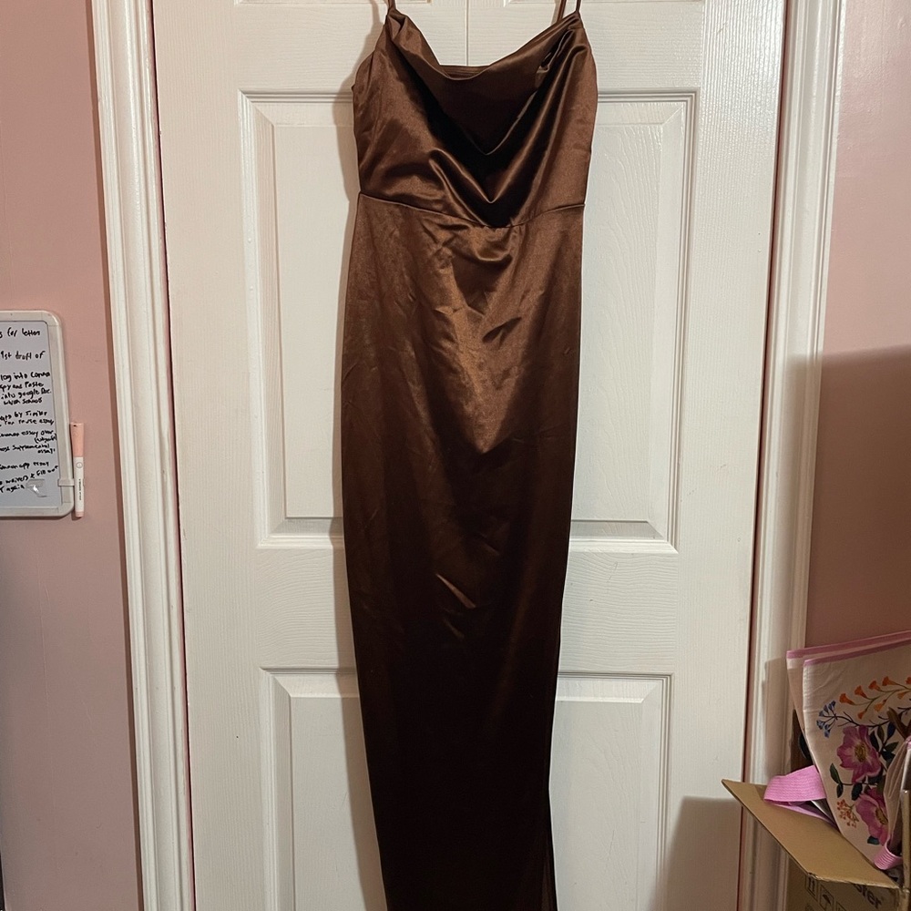Windsor Chocolate Satin Dress